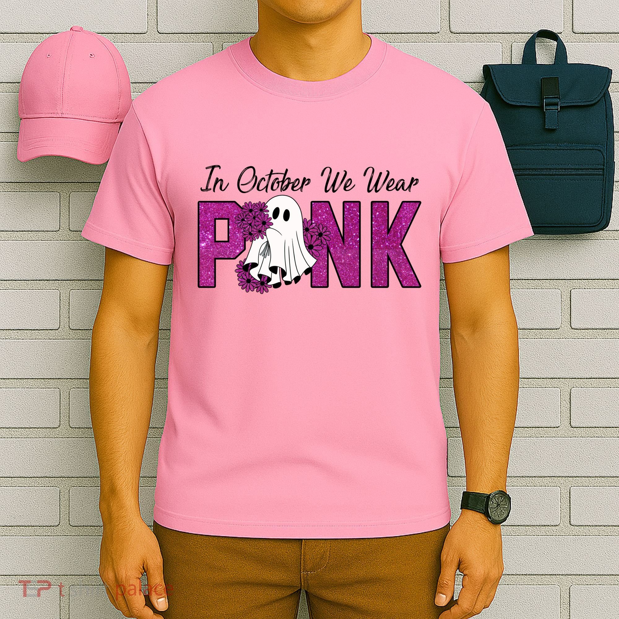 In October We Wear Pink Breast Cancer Awareness Halloween T-Shirt