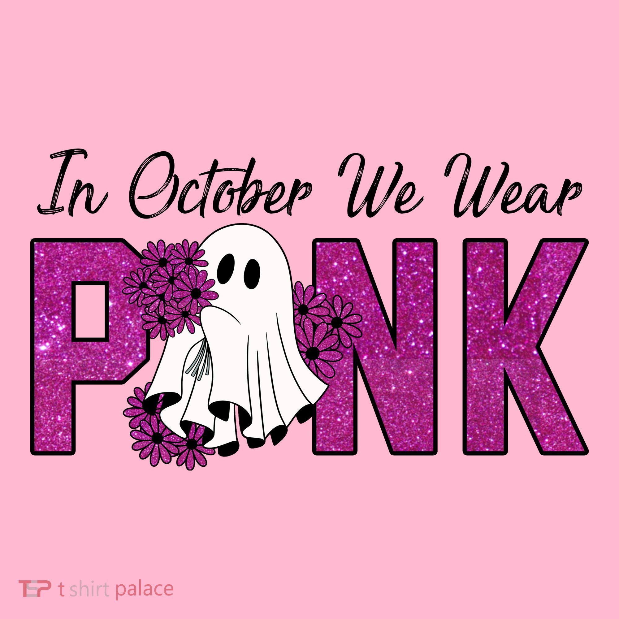 In October We Wear Pink Breast Cancer Awareness Halloween T-Shirt