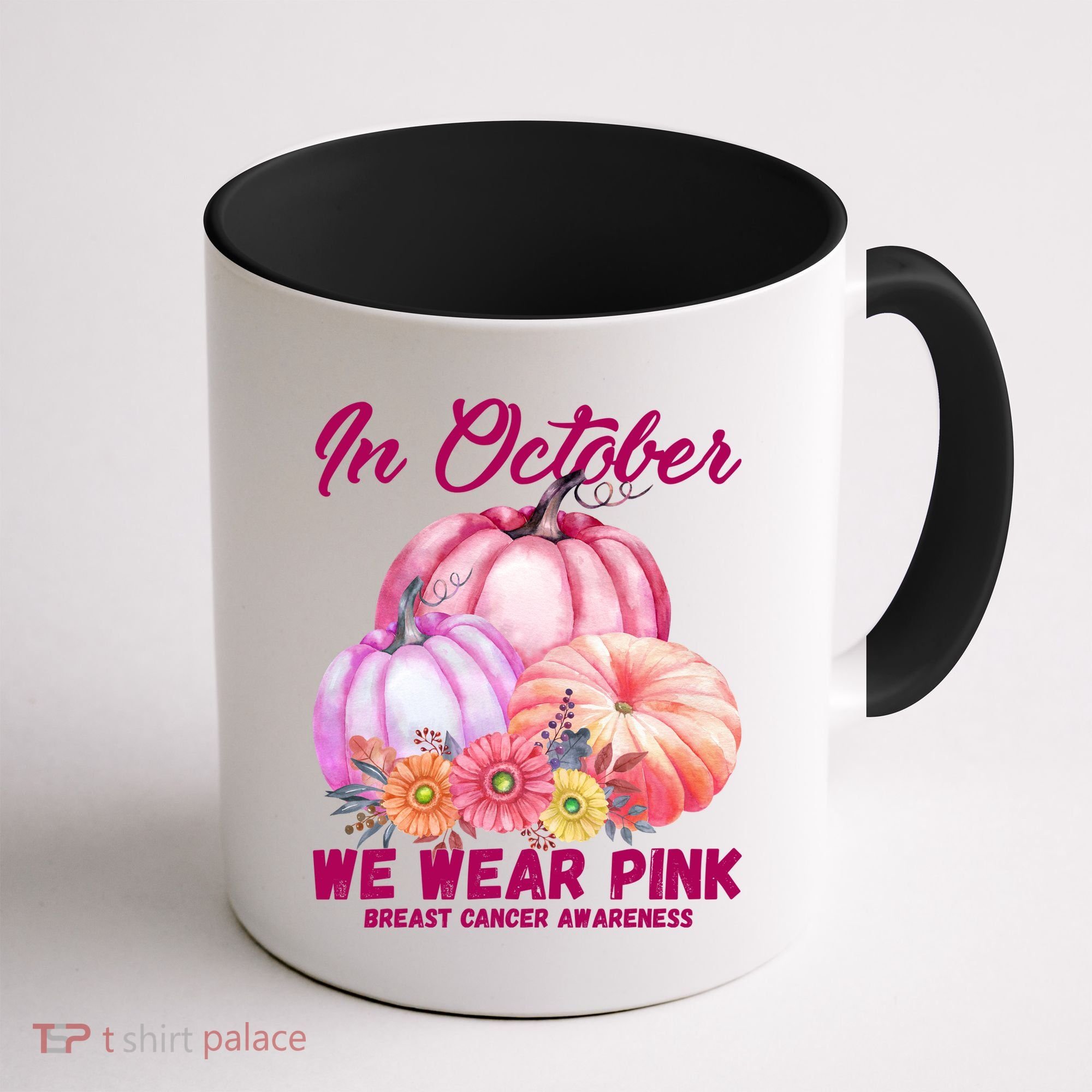 In October We Wear Pink Breast Cancer Awareness Pumpkin Patch Coffee Mug