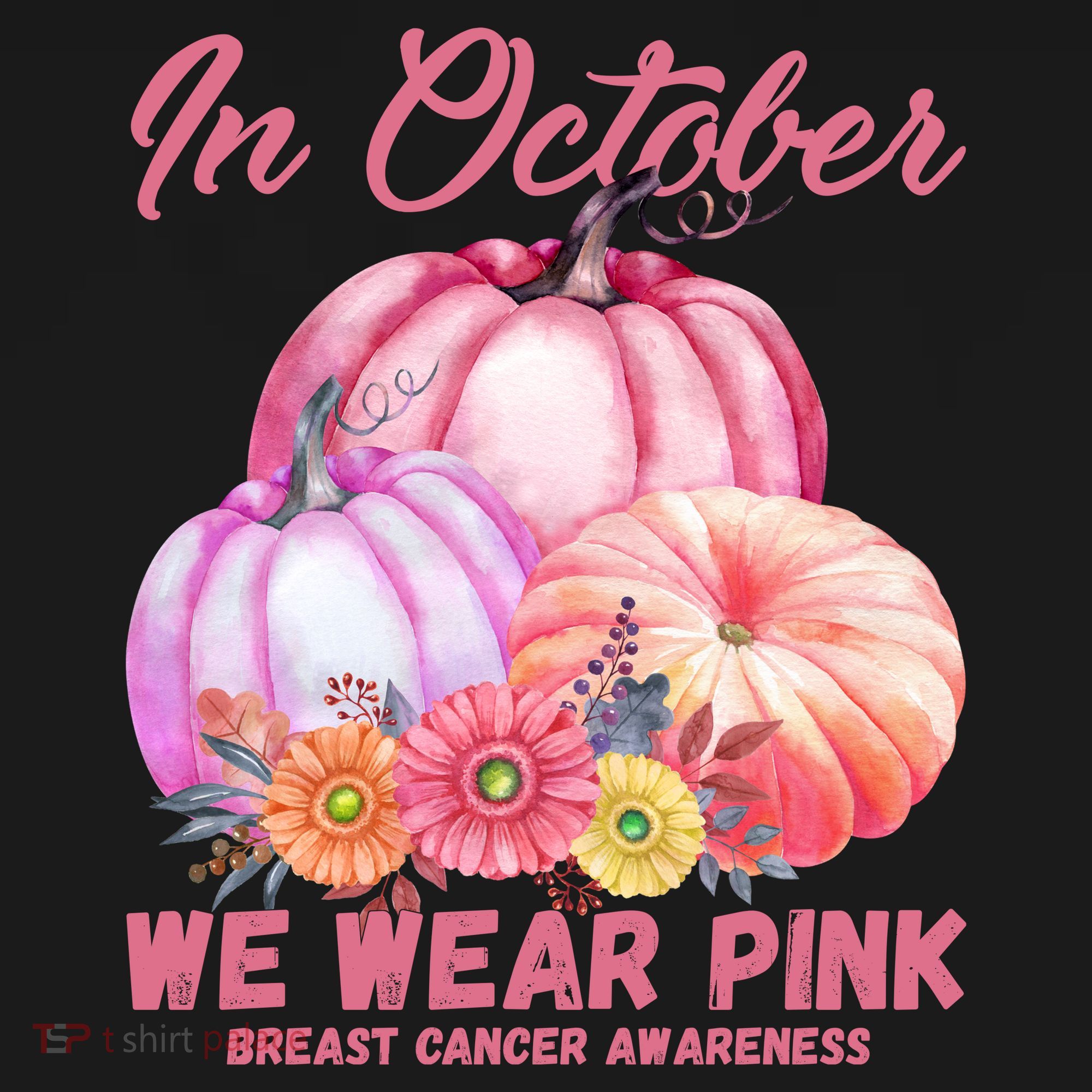 In October We Wear Pink Breast Cancer Awareness Pumpkin Patch Women's Hoodie
