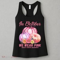 In October We Wear Pink Breast Cancer Awareness Pumpkin Patch Women's Tank Top thumb 3