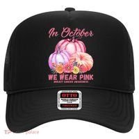 In October We Wear Pink Breast Cancer Awareness Pumpkin Patch Hat thumb 0