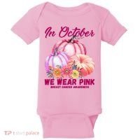 In October We Wear Pink Breast Cancer Awareness Pumpkin Patch Baby Bodysuit thumb 0