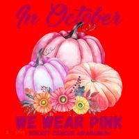 In October We Wear Pink Breast Cancer Awareness Pumpkin Patch Santa Hat thumb 1