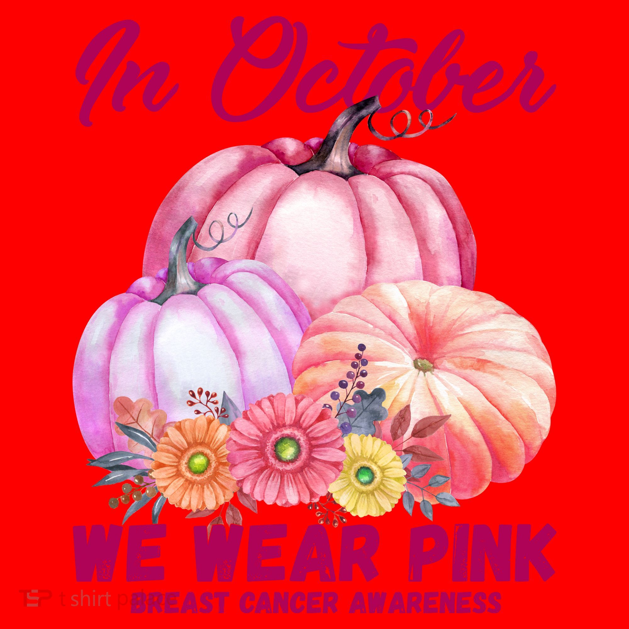 In October We Wear Pink Breast Cancer Awareness Pumpkin Patch Santa Hat