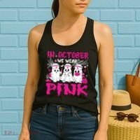 In October We Wear Nurse Ghost Halloween Breast Cancer Women's Tank Top thumb 2