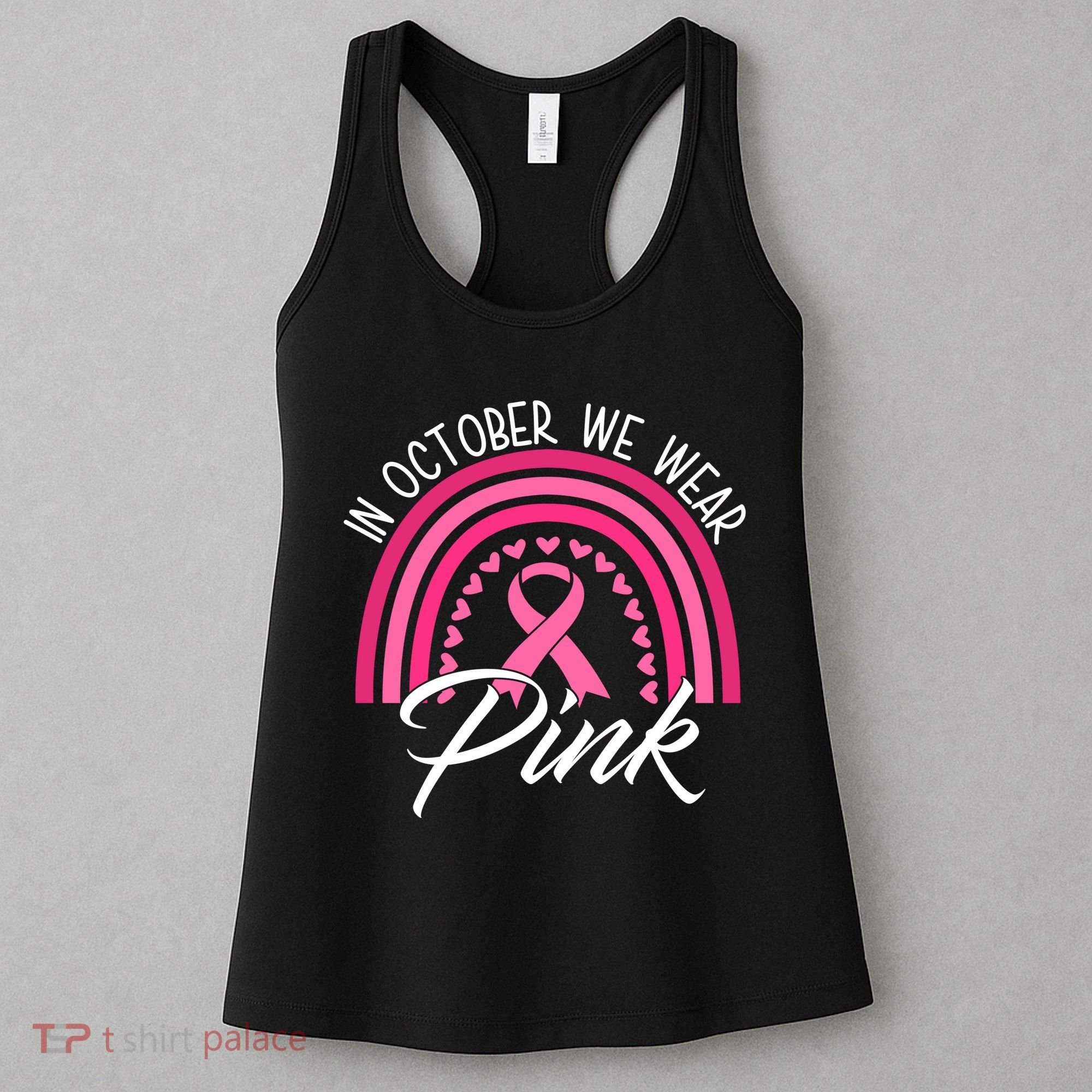 In October We Wear Pink Rainbow Ribbon Breast Cancer Women's Tank Top