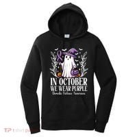 In October We Wear Purple Domestic Violence Ghost Halloween Women's Hoodie thumb 0