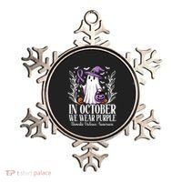 In October We Wear Purple Domestic Violence Ghost Halloween Ornament thumb 0