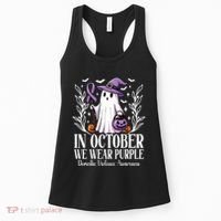 In October We Wear Purple Domestic Violence Ghost Halloween Women's Tank Top thumb 0