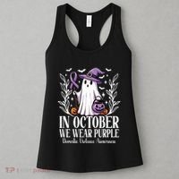 In October We Wear Purple Domestic Violence Ghost Halloween Women's Tank Top thumb 3