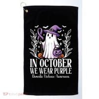 In October We Wear Purple Domestic Violence Ghost Halloween Golf Towel thumb 0