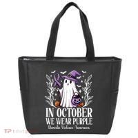 In October We Wear Purple Domestic Violence Ghost Halloween Tote Bag thumb 0