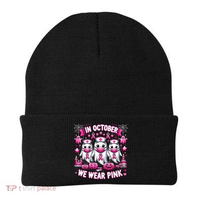 In October We Wear Nurse Ghost Halloween Breast Cancer Cute Gift Beanie