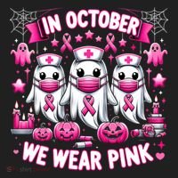In October We Wear Nurse Ghost Halloween Breast Cancer Cute Gift Hat thumb 2