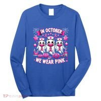 In October We Wear Nurse Ghost Halloween Breast Cancer Cute Gift Long Sleeve Shirt thumb 0