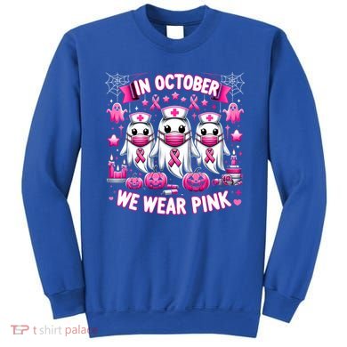 In October We Wear Nurse Ghost Halloween Breast Cancer Cute Gift Sweatshirt
