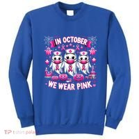 In October We Wear Nurse Ghost Halloween Breast Cancer Cute Gift Sweatshirt thumb 0