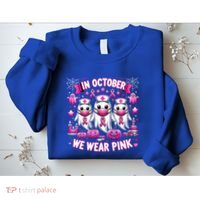In October We Wear Nurse Ghost Halloween Breast Cancer Cute Gift Sweatshirt thumb 2
