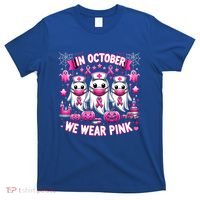 In October We Wear Nurse Ghost Halloween Breast Cancer Cute Gift T-Shirt thumb 0