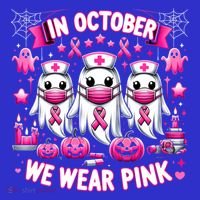 In October We Wear Nurse Ghost Halloween Breast Cancer Cute Gift T-Shirt thumb 7