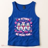 In October We Wear Nurse Ghost Halloween Breast Cancer Cute Gift Tank Top thumb 2