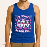 In October We Wear Nurse Ghost Halloween Breast Cancer Cute Gift Tank Top thumb 3