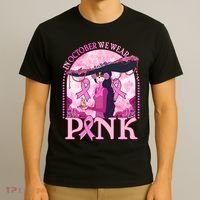 In October We Wear Pink Sugar Skull Lady Breast Cancer Awareness T-Shirt thumb 3