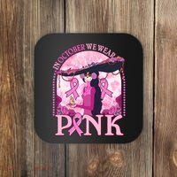 In October We Wear Pink Sugar Skull Lady Breast Cancer Awareness Coaster thumb 0