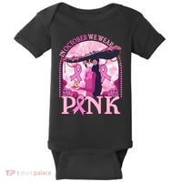 In October We Wear Pink Sugar Skull Lady Breast Cancer Awareness Baby Bodysuit thumb 0