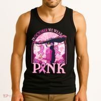 In October We Wear Pink Sugar Skull Lady Breast Cancer Awareness Tank Top thumb 3