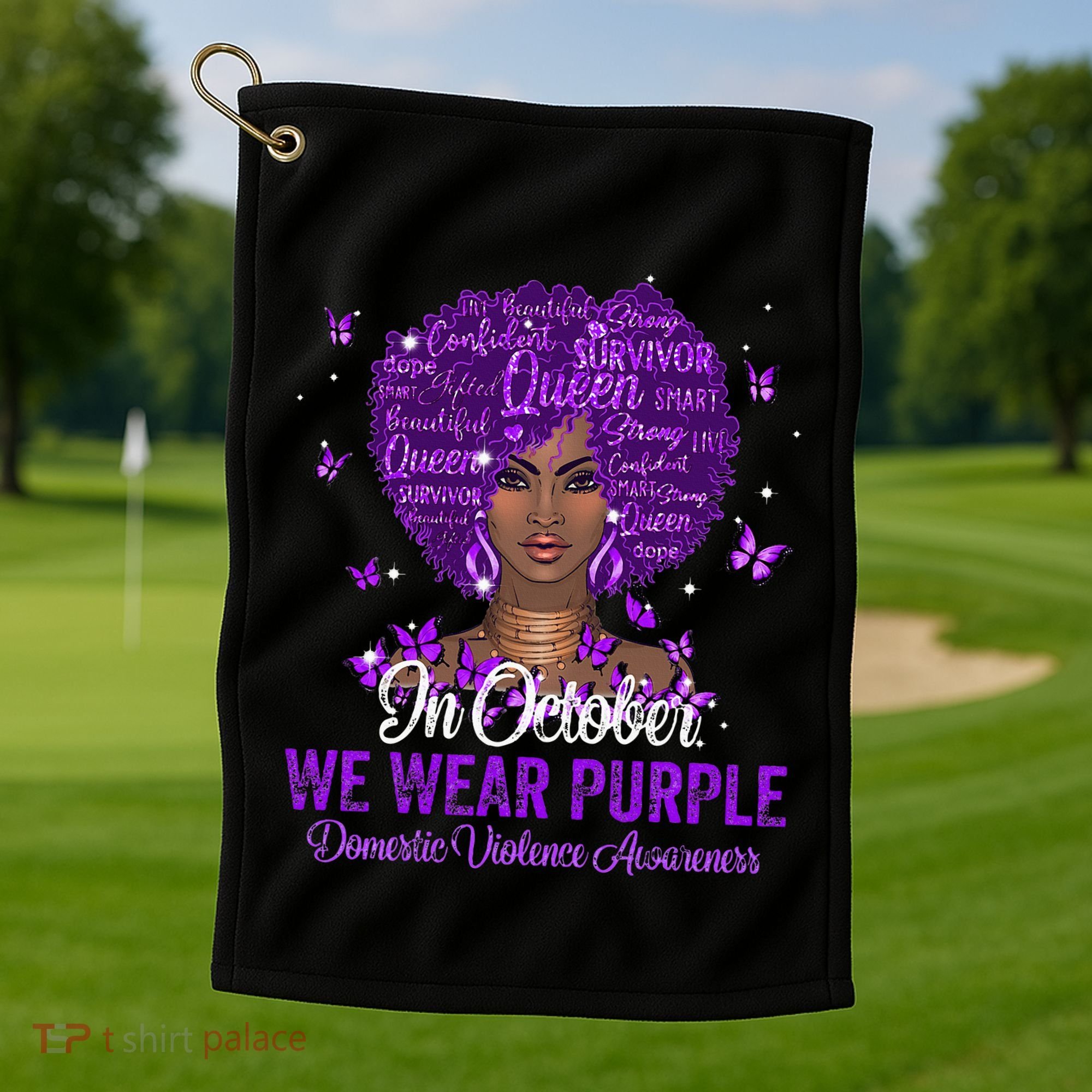 In October We Wear Purple Domestic Violence Golf Towel