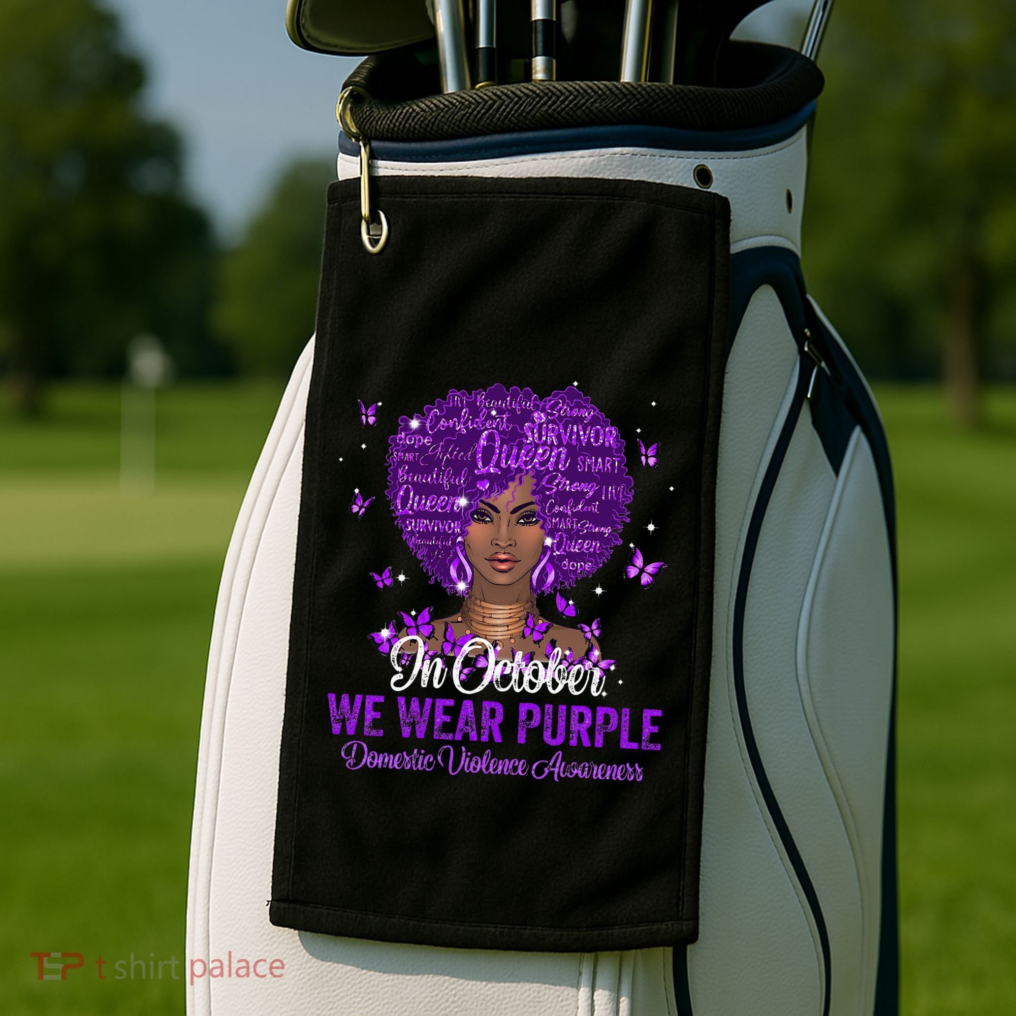 In October We Wear Purple Domestic Violence Golf Towel