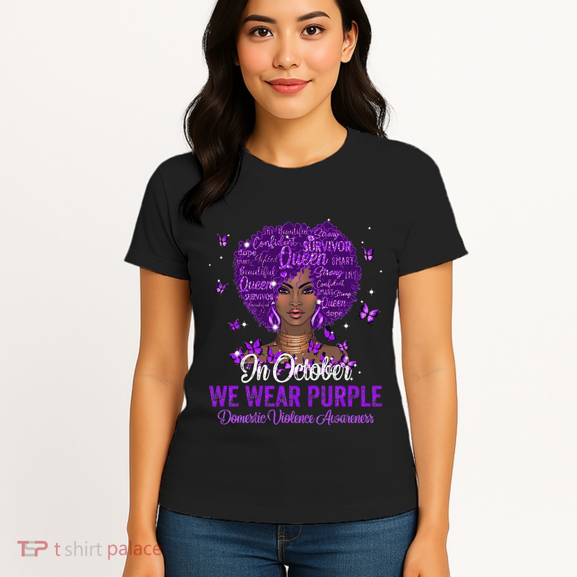 In October We Wear Purple Domestic Violence Women's T-Shirt