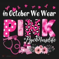 In October We Wear Psych Nurse Breast Cancer Awareness Gift Women's Hoodie thumb 2