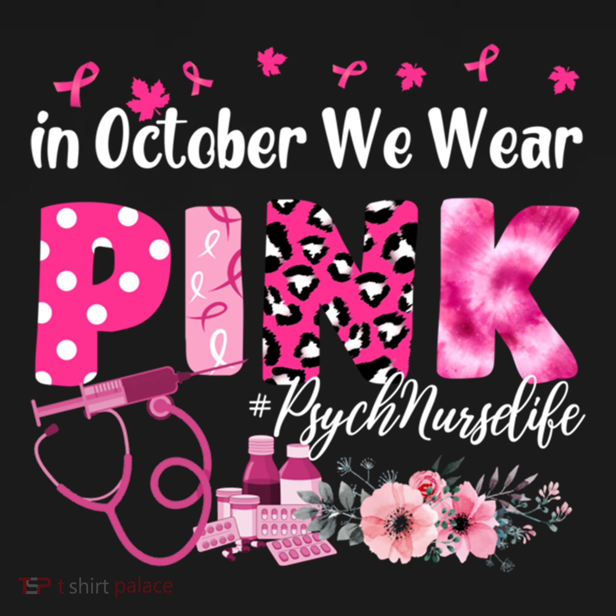 In October We Wear Psych Nurse Breast Cancer Awareness Gift Women's Hoodie