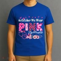 In October We Wear Psych Nurse Breast Cancer Awareness Gift T-Shirt thumb 3