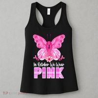In October We Wear Pink Butterfly Ribbon Breast Cancer Women's Tank Top thumb 3