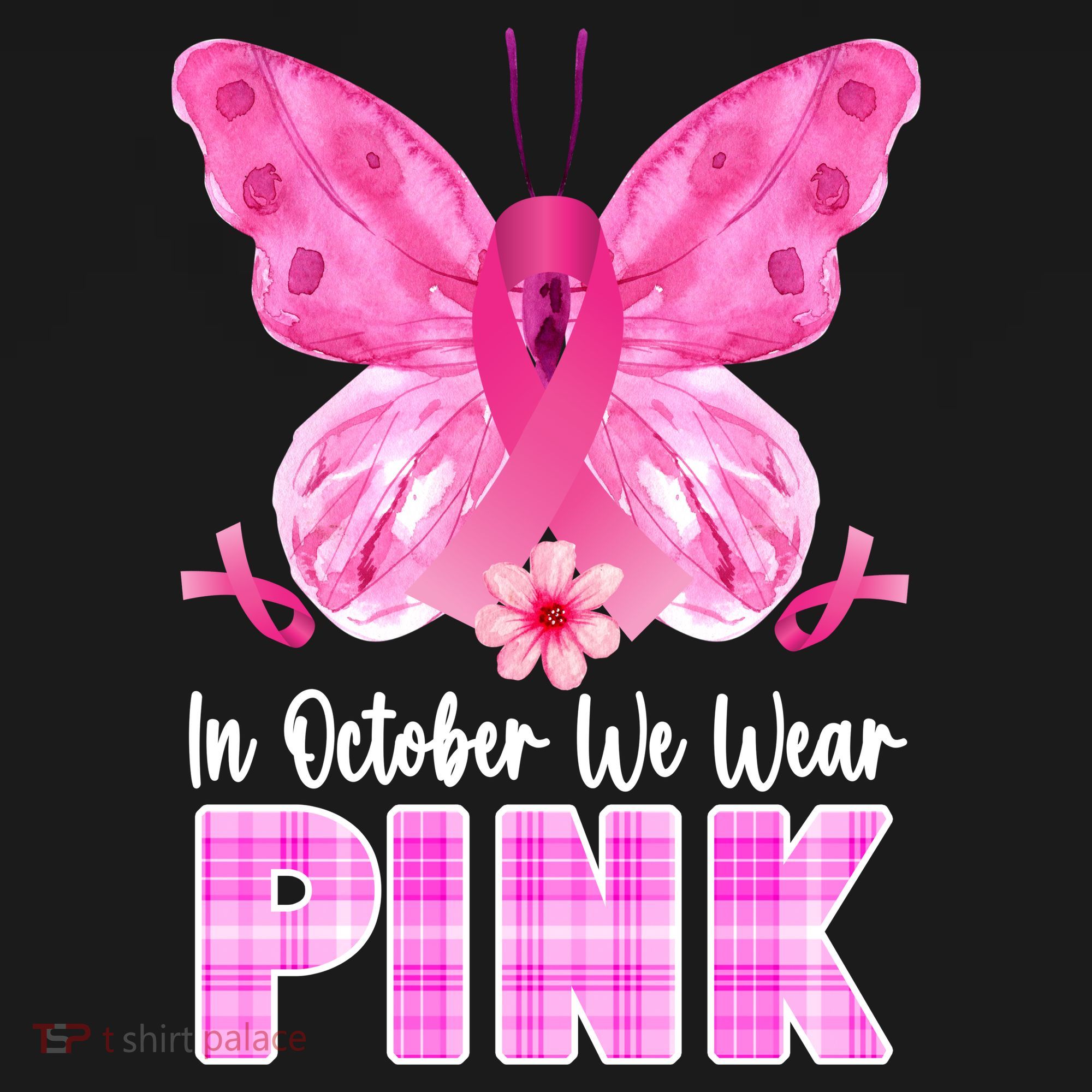 In October We Wear Pink Butterfly Ribbon Breast Cancer Women's Tank Top