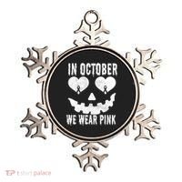 In October We Wear Pink Breast Cancer Jackolantern Halloween Ornament thumb 0