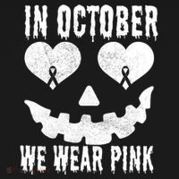 In October We Wear Pink Breast Cancer Jackolantern Halloween Kids Sweatshirt thumb 2