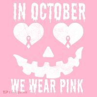 In October We Wear Pink Breast Cancer Jackolantern Halloween Toddler T-Shirt thumb 4