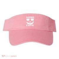 In October We Wear Pink Breast Cancer Jackolantern Halloween Visor thumb 0