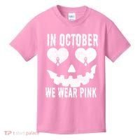 In October We Wear Pink Breast Cancer Jackolantern Halloween Kids T-Shirt thumb 0
