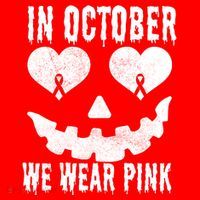 In October We Wear Pink Breast Cancer Jackolantern Halloween Santa Hat thumb 1