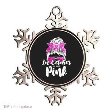 In October We Wear Pink Messy Bun Breast Cancer Ornament