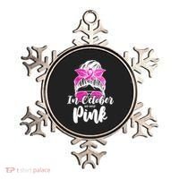 In October We Wear Pink Messy Bun Breast Cancer Ornament thumb 0