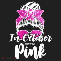 In October We Wear Pink Messy Bun Breast Cancer Golf Towel thumb 3