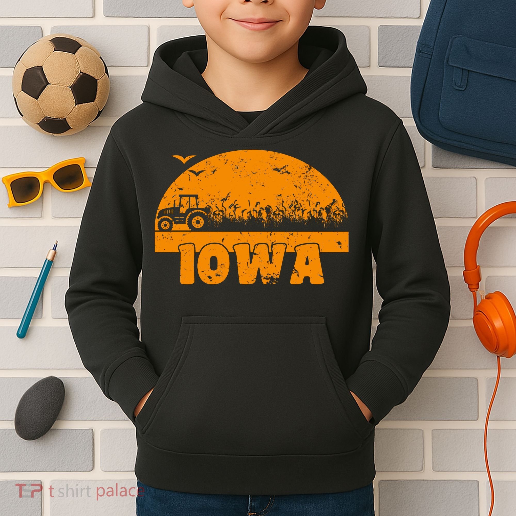 Iowa Farmers Tractor Kids Hoodie