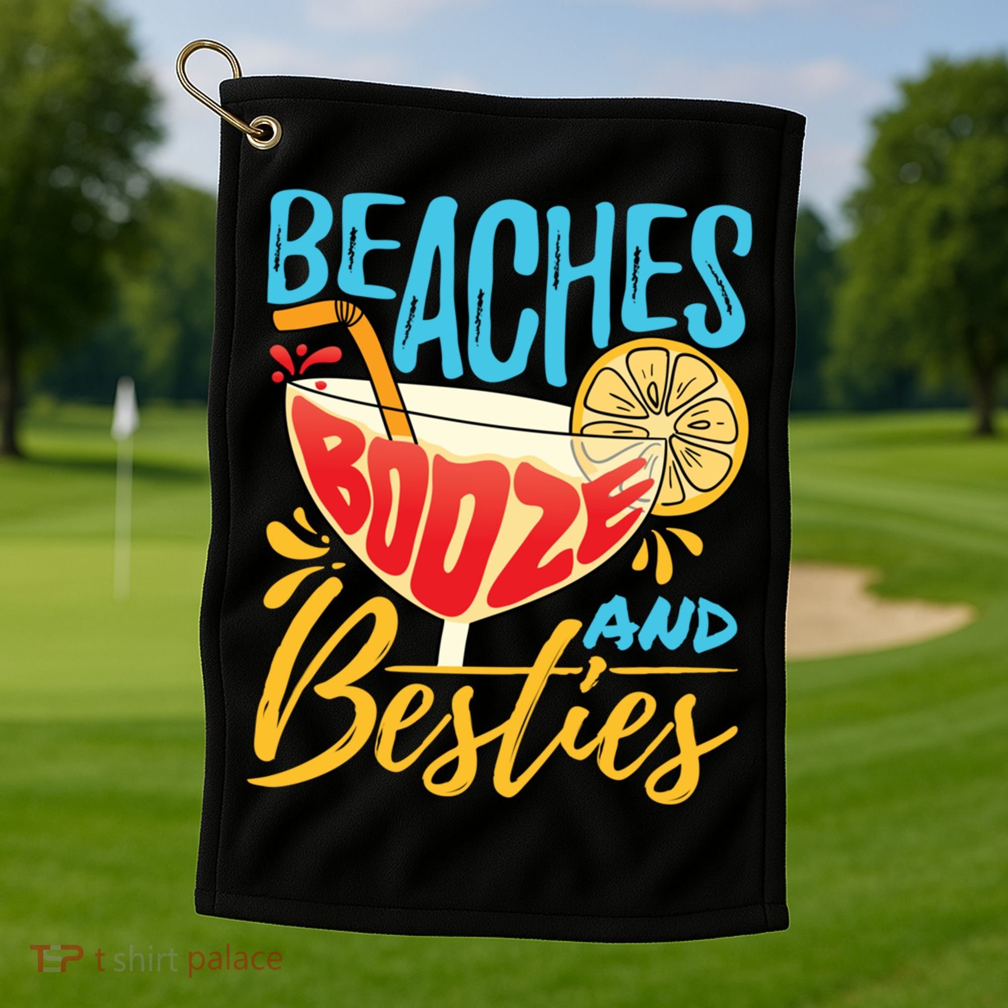 Island Party Beach Bachelorette Gift Beaches Booze And Besties Meaningful Gift Golf Towel